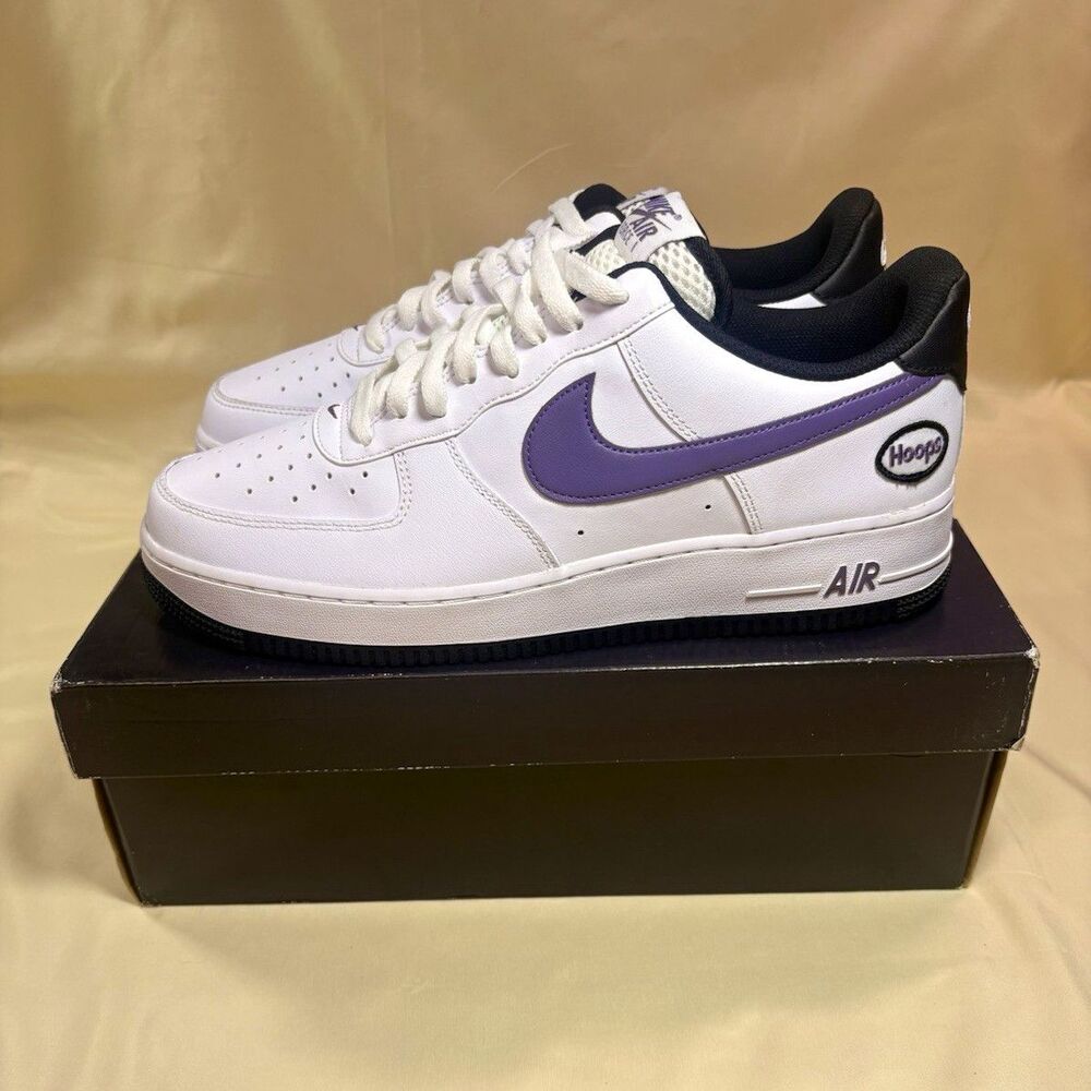 Nike Air Force 1 '07 LV8 Hoops White/Canyon Purple/Black Low DH7440-100 Size !2